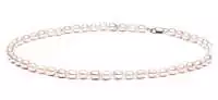 Leichte Perlenkette lavendel reisförmig 6-7 mm, 45 cm, Verschluss 925er Silber, Gaura Pearls, Estland